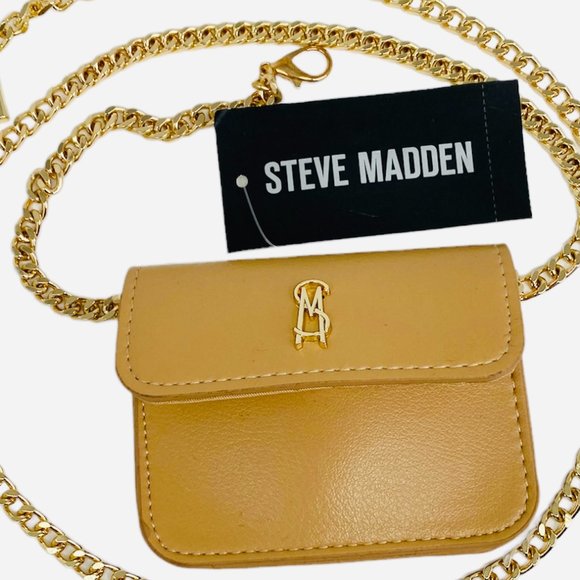 Steve Madden Micro Belt Bag Tan w/ Gold Chain – M/L – NWT